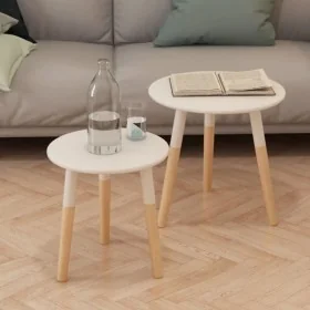 Set de mesas auxiliares 2 unidades madera maciza de pino blanco by , Side tables - Ref: Foro24-244734, Price: 63,83 €, Discou...