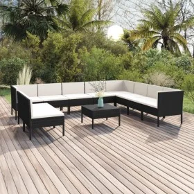 Set de muebles de jardín 11 pzas cojines ratán sintético negro von , Gartensets - Ref: Foro24-3094472, Preis: 934,20 €, Rabat...