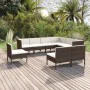 Set muebles de jardín 9 pzas y cojines ratán sintético marrón by , Garden sets - Ref: Foro24-3094447, Price: 770,59 €, Discou...