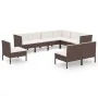 Set muebles de jardín 9 pzas y cojines ratán sintético marrón by , Garden sets - Ref: Foro24-3094447, Price: 770,59 €, Discou...