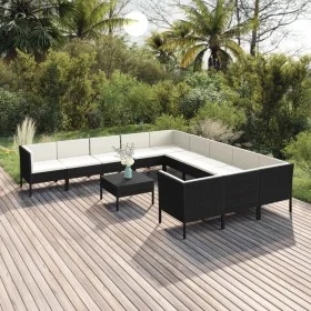 Set de muebles de jardín 12 pzas cojines ratán sintético negro by , Garden sets - Ref: Foro24-3094500, Price: 1,00 €, Discoun...