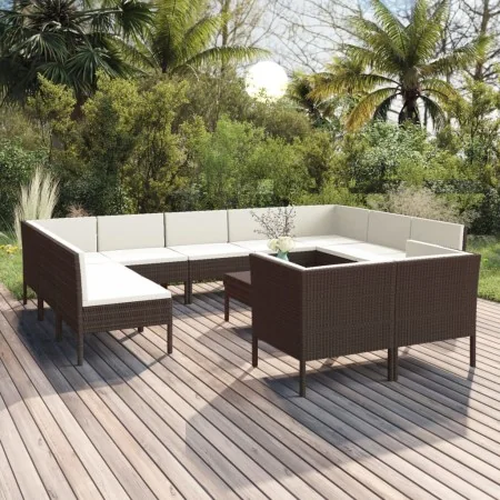 Set muebles de jardín 12 pzas y cojines ratán sintético marrón von , Gartensets - Ref: Foro24-3094619, Preis: 965,40 €, Rabat...