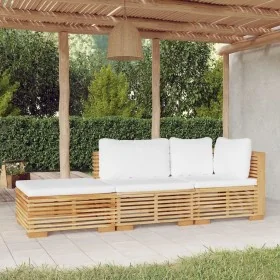Juego muebles de jardín 3 piezas y cojines madera maciza teca by , Garden sets - Ref: Foro24-3100905, Price: 483,01 €, Discou...