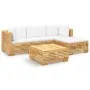 Juego muebles de jardín 5 piezas y cojines madera maciza teca de , Conjuntos de jardín - Ref: Foro24-3100913, Precio: 878,90 ...