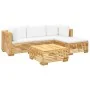 Juego muebles de jardín 5 piezas y cojines madera maciza teca de , Conjuntos de jardín - Ref: Foro24-3100913, Precio: 878,90 ...