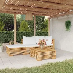Juego muebles de jardín 4 piezas y cojines madera maciza teca by , Garden sets - Ref: Foro24-3100911, Price: 631,32 €, Discou...