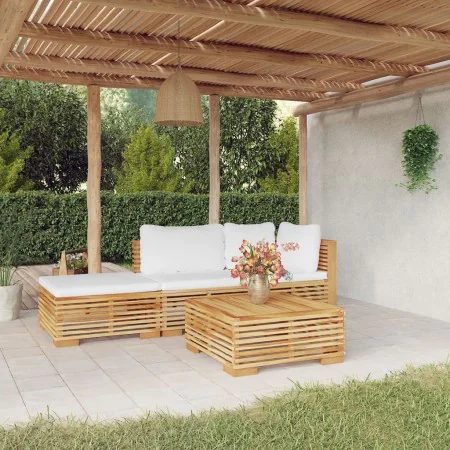 Juego muebles de jardín 4 piezas y cojines madera maciza teca von , Gartensets - Ref: Foro24-3100911, Preis: 631,28 €, Rabatt: %