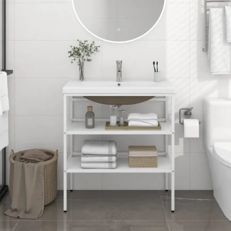 Estructura de baño con lavabo incorporado hierro blanco von , Badezimmerwaschtische - Ref: Foro24-3101375, Preis: 212,16 €, R...