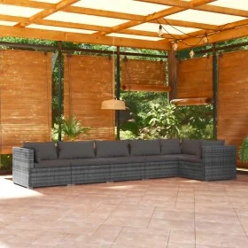 Set de muebles de jardín 6 pzas y cojines ratán sintético gris by , Garden sets - Ref: Foro24-3101709, Price: 713,52 €, Disco...