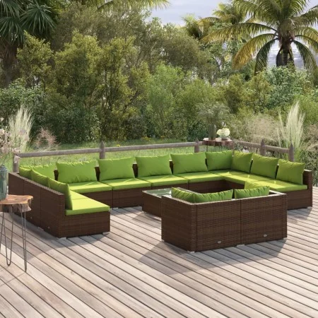 Set muebles de jardín 13 pzas y cojines ratán sintético marrón von , Gartensets - Ref: Foro24-3102100, Preis: 1,00 €, Rabatt: %
