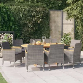 Juego de comedor de jardín 9 piezas con cojines gris by , Garden sets - Ref: Foro24-3103599, Price: 851,76 €, Discount: %