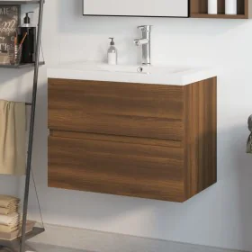 Mueble de baño con lavabo madera contrachapada marrón roble by , bathroom vanities - Ref: Foro24-3152872, Price: 192,77 €, Di...