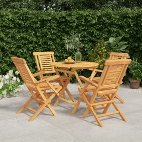 Juego de comedor para jardín 5 piezas madera maciza de teca by , Garden sets - Ref: Foro24-3155017, Price: 470,27 €, Discount: %