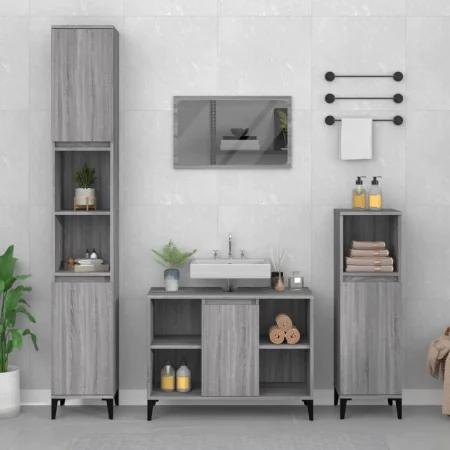 Set de muebles de baño 3 pzas madera contrachapada gris sonoma de , Muebles de baño - Ref: Foro24-3185627, Precio: 195,58 €, ...