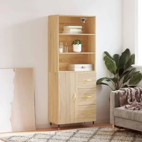 Aparador alto madera contrachapada color roble 69,5x34x180 cm by , Sideboards - Ref: Foro24-3189424, Price: 149,91 €, Discoun...