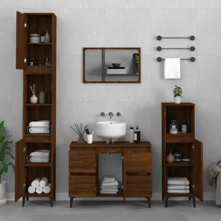 Set de muebles baño 3 pzas madera contrachapada roble marrón by , Bathroom furniture - Ref: Foro24-3185612, Price: 244,07 €, ...