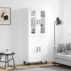 Aparador alto madera contrachapada blanco brillo 69,5x34x180 cm by , Sideboards - Ref: Foro24-3198235, Price: 186,19 €, Disco...
