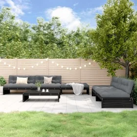 Juego de muebles de jardín 6 pzas y cojines madera maciza negro de , Conjuntos de jardín - Ref: Foro24-3186155, Precio: 1,00 ...