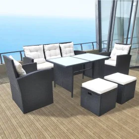 6-piece garden dining set and black synthetic rattan cushions by vidaXL, Garden sets - Ref: Foro24-42643, Price: 690,58 €, Di...