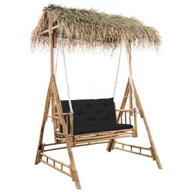 Banco columpio de 2 plazas hojas de palma y cojín bambú 202 cm by , Garden rockers - Ref: Foro24-3063940, Price: 478,89 €, Di...