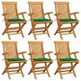 Sillas de jardín 6 uds madera maciza de teca con cojines verdes von , Gartenstühle - Ref: Foro24-3062546, Preis: 445,56 €, Ra...