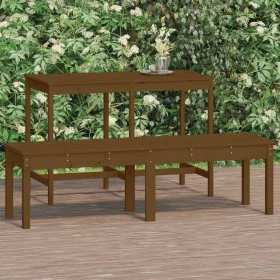 Banco jardín 2 plazas madera maciza pino marrón 159,5x44x45 cm by vidaXL, garden benches - Ref: Foro24-824014, Price: 61,53 €...