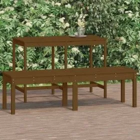Zweierbank Massivholz Kiefer braun 159,5x44x45 cm von vidaXL, Gartenbänke - Ref: Foro24-824014, Preis: 61,53 €, Rabatt: %