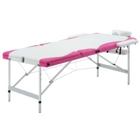 Camilla de masaje plegable 3 zonas aluminio blanco y rosa von , Massageliegen - Ref: Foro24-110242, Preis: 171,37 €, Rabatt: %