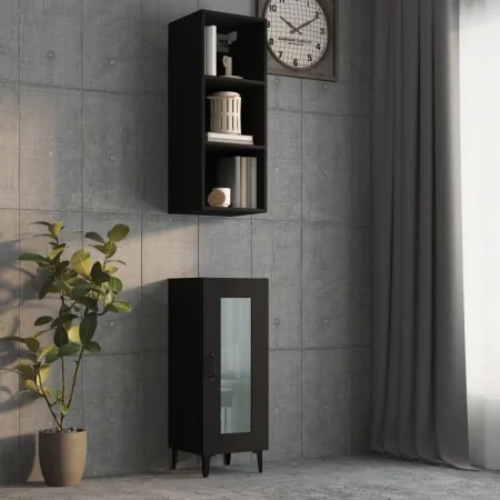 Armario de pared madera de ingeniería negro 34,5x32,5x90 cm de , Estantes y estanterías - Ref: Foro24-812484, Precio: 48,78 €...