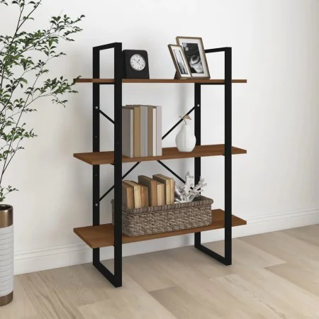 Estantería madera contrachapada roble marrón 80x30x105 cm de , Librerías y estanterías - Ref: Foro24-821317, Precio: 59,99 €,...