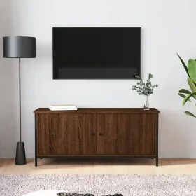Mueble TV con puertas contrachapada marrón roble 102x35x45 cm de , Muebles TV - Ref: Foro24-826294, Precio: 60,73 €, Descuent...