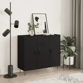 Aparador de madera de ingeniería negro 90x34x80 cm by , Sideboards - Ref: Foro24-828101, Price: 88,33 €, Discount: %
