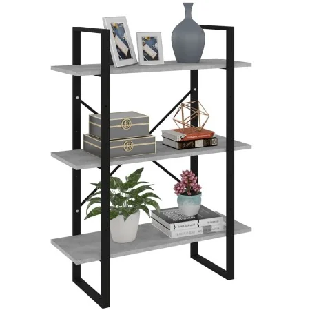 Estantería madera contrachapada gris hormigón 80x30x105 cm de , Librerías y estanterías - Ref: Foro24-806531, Precio: 54,32 €...