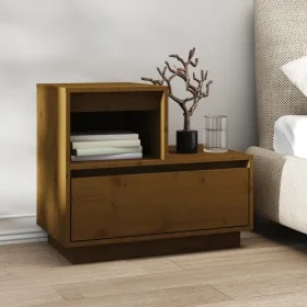 Mesita de noche madera maciza de pino marrón miel 60x34x51 cm by , Nightstands - Ref: Foro24-814380, Price: 57,74 €, Discount: %