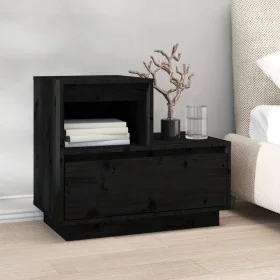 Mesita de noche madera maciza de pino negro 60x34x51 cm by , Nightstands - Ref: Foro24-814382, Price: 62,51 €, Discount: %