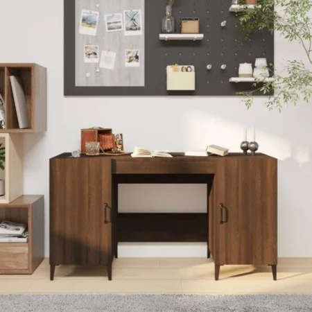 Escritorio de madera contrachapada roble marrón 140x50x75 cm by , Desks - Ref: Foro24-817554, Price: 119,87 €, Discount: %