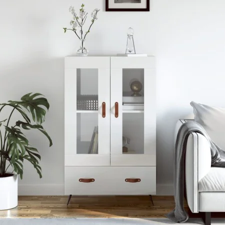 Aparador alto madera de ingeniería blanco brillo 69,5x31x115 cm by , Sideboards - Ref: Foro24-828270, Price: 99,52 €, Discoun...