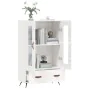 Aparador alto madera de ingeniería blanco brillo 69,5x31x115 cm by , Sideboards - Ref: Foro24-828270, Price: 99,52 €, Discoun...