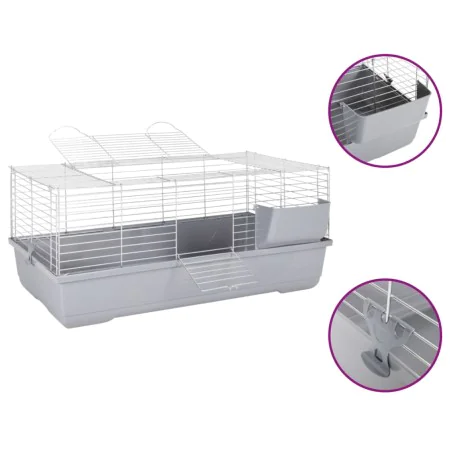 Jaula de animales pequeños polipropileno metal gris 100x53x46cm by , Cages and habitats for small animals - Ref: Foro24-17222...