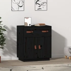 Aparador de madera maciza de pino negro 65,5x40x75 cm by , Sideboards - Ref: Foro24-820131, Price: 82,70 €, Discount: %