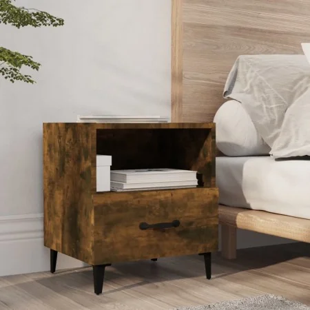 Mesita de noche madera contrachapada color roble ahumado by , Nightstands - Ref: Foro24-817303, Price: 40,58 €, Discount: %