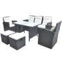 Set comedor de jardín 6 piezas y cojines ratán sintético negro de vidaXL, Conjuntos de jardín - Ref: Foro24-42643, Precio: 68...