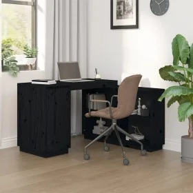 Escritorio de madera maciza de pino negro 110x50x75 cm by , Desks - Ref: Foro24-814508, Price: 221,28 €, Discount: %
