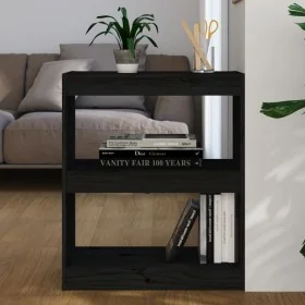 Estantería/divisor de espacios madera pino negro 60x30x71,5 cm by , Bookcases and shelves - Ref: Foro24-808162, Price: 52,60 ...