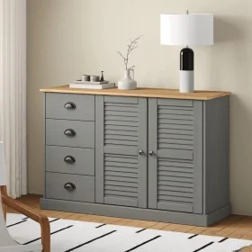 Aparador con cajones VIGO madera maciza pino gris 113x40x75 cm by , Sideboards - Ref: Foro24-353189, Price: 212,13 €, Discoun...