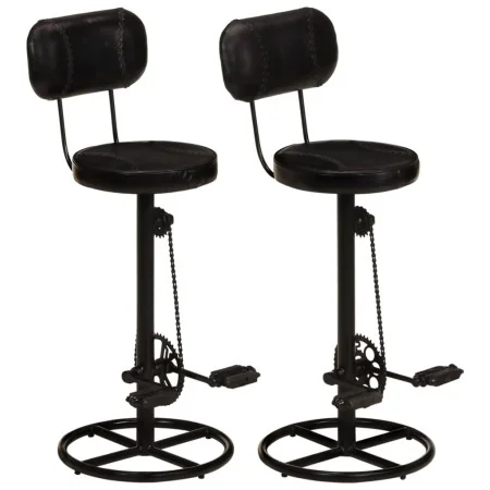 Taburetes de cocina 2 uds piel de cabra auténtica negro by , Kitchen stools - Ref: Foro24-338216, Price: 225,96 €, Discount: %