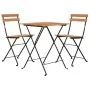 Muebles cafetería plegables 3 piezas madera maciza teca y acero de , Conjuntos de jardín - Ref: Foro24-319977, Precio: 144,95...