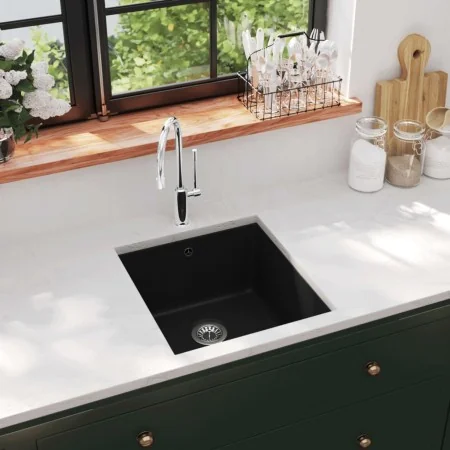 Fregadero de cocina de granito con un seno negro by , Sinks - Ref: Foro24-142960, Price: 172,30 €, Discount: %