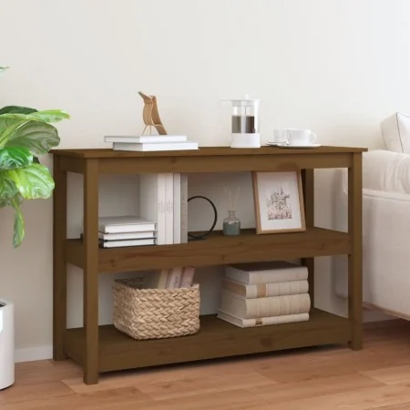 Mesa consola de madera maciza de pino marrón miel 110x40x74 cm by , Side tables - Ref: Foro24-821667, Price: 83,22 €, Discoun...