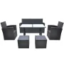 Set comedor de jardín 6 piezas y cojines ratán sintético negro de vidaXL, Conjuntos de jardín - Ref: Foro24-42643, Precio: 68...